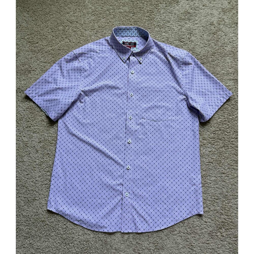 Johnston & Murphy XC4 Extreme Comfort Button-Down Shirt Purple Men's Size Small